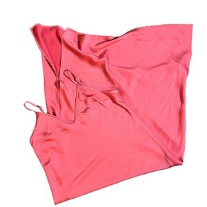 Glossy Coral Slip Camisole Dress in Coral